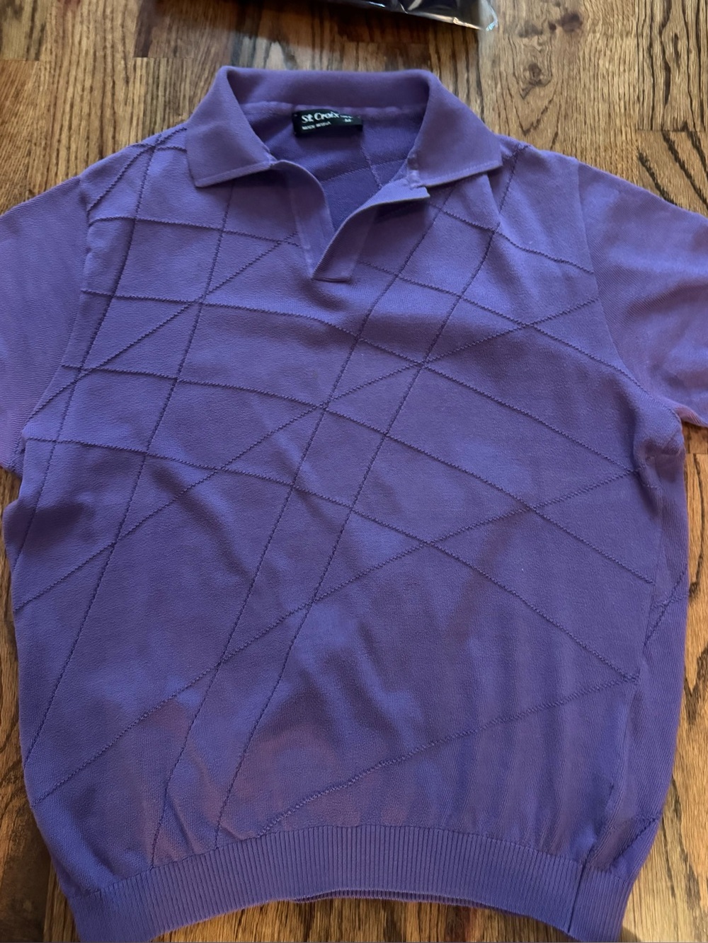St. Croix Men's Purple Short-Sleeve Polo Sweater Medium